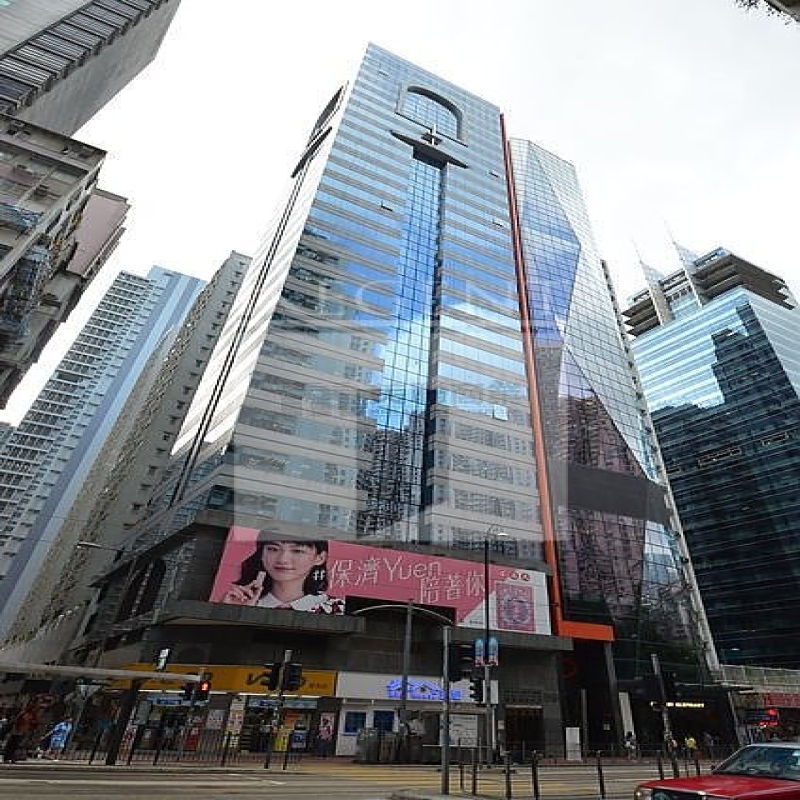 Modern glass skyscrapers in a business district