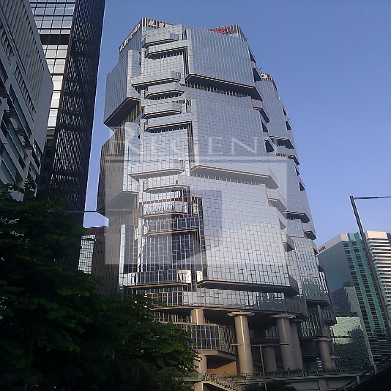 Modern glass skyscrapers in a business district