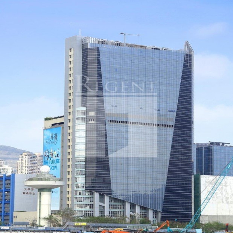 Modern glass skyscrapers in a business district