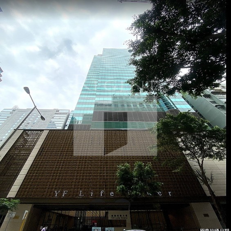 Modern glass skyscrapers in a business district